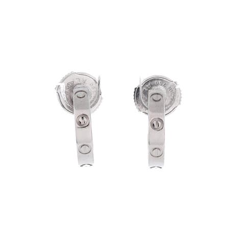 Love Hoop Earrings 18K White Gold Small