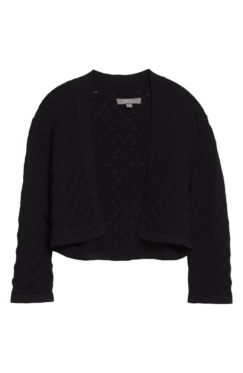 Lela Rose Diamond Pointelle Bolero, Alternate, color, Black