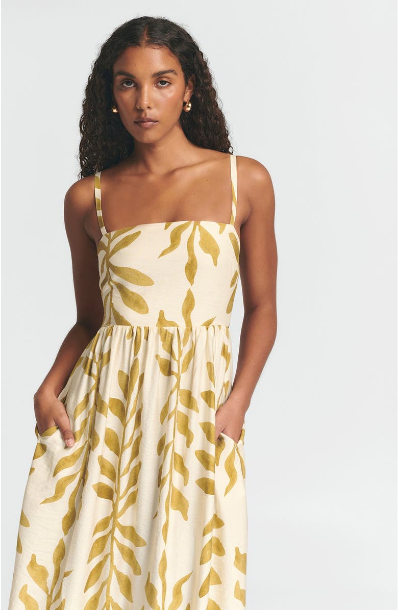 ST MRLO Lanah Midi Dress, Alternate, color, Golden Leaf