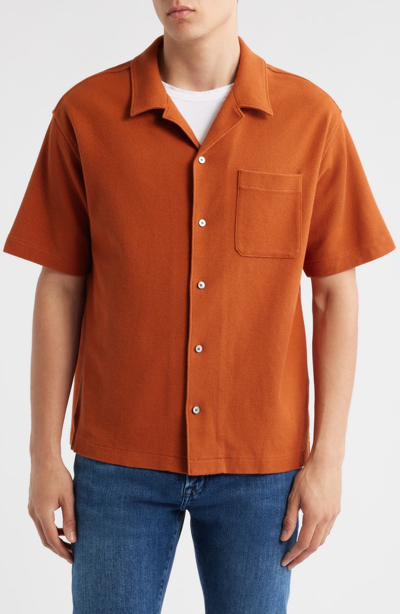 FRAME Relaxed Jacquard Camp Shirt, Alternate, color, Dark Orange