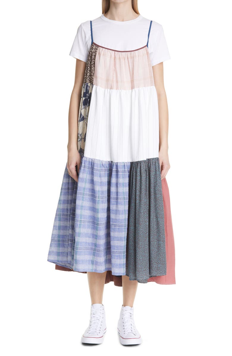 La Réunion One of a Kind Sleeveless Patchwork Maxi Dress, Main, color, 