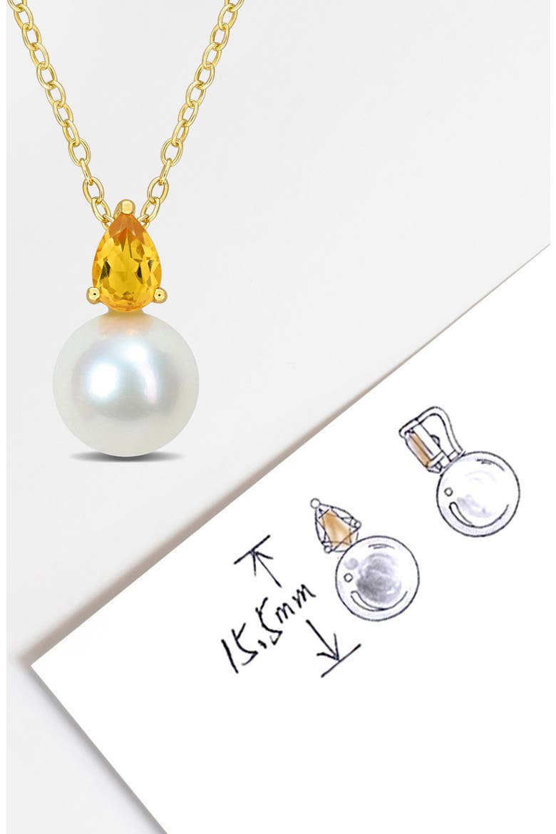 Citrine & Freshwater Pearl Pendant Necklace, Alternate, color, YELLOW