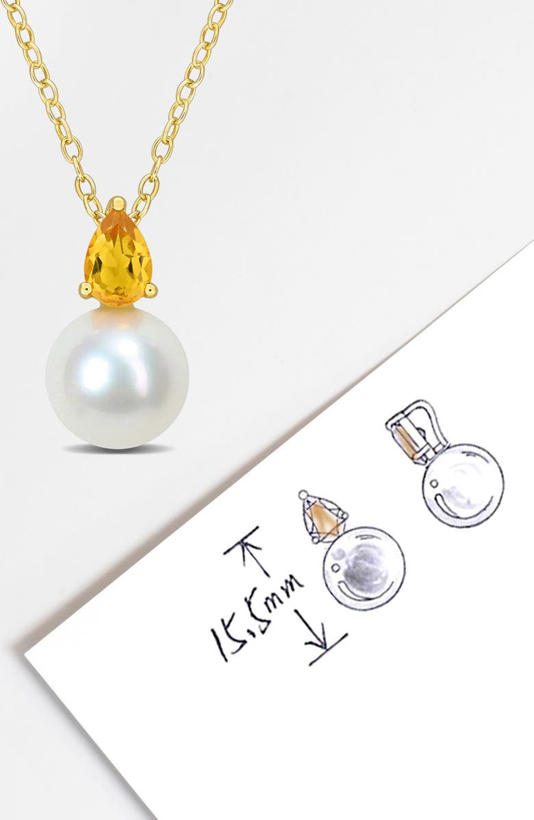 DELMAR Citrine & Freshwater Pearl Pendant Necklace, Alternate, color, Yellow
