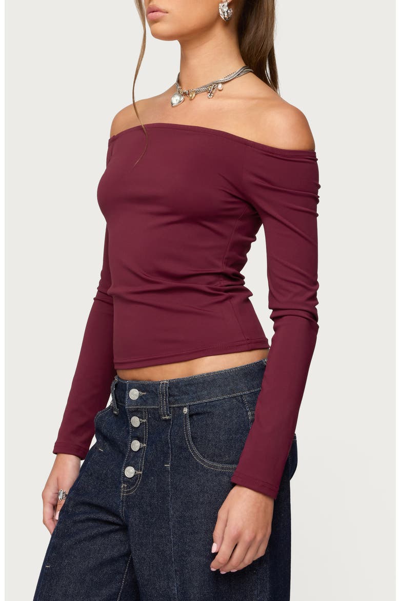 Katie Off the Shoulder Long Sleeve Top, Alternate, color, PURPLE
