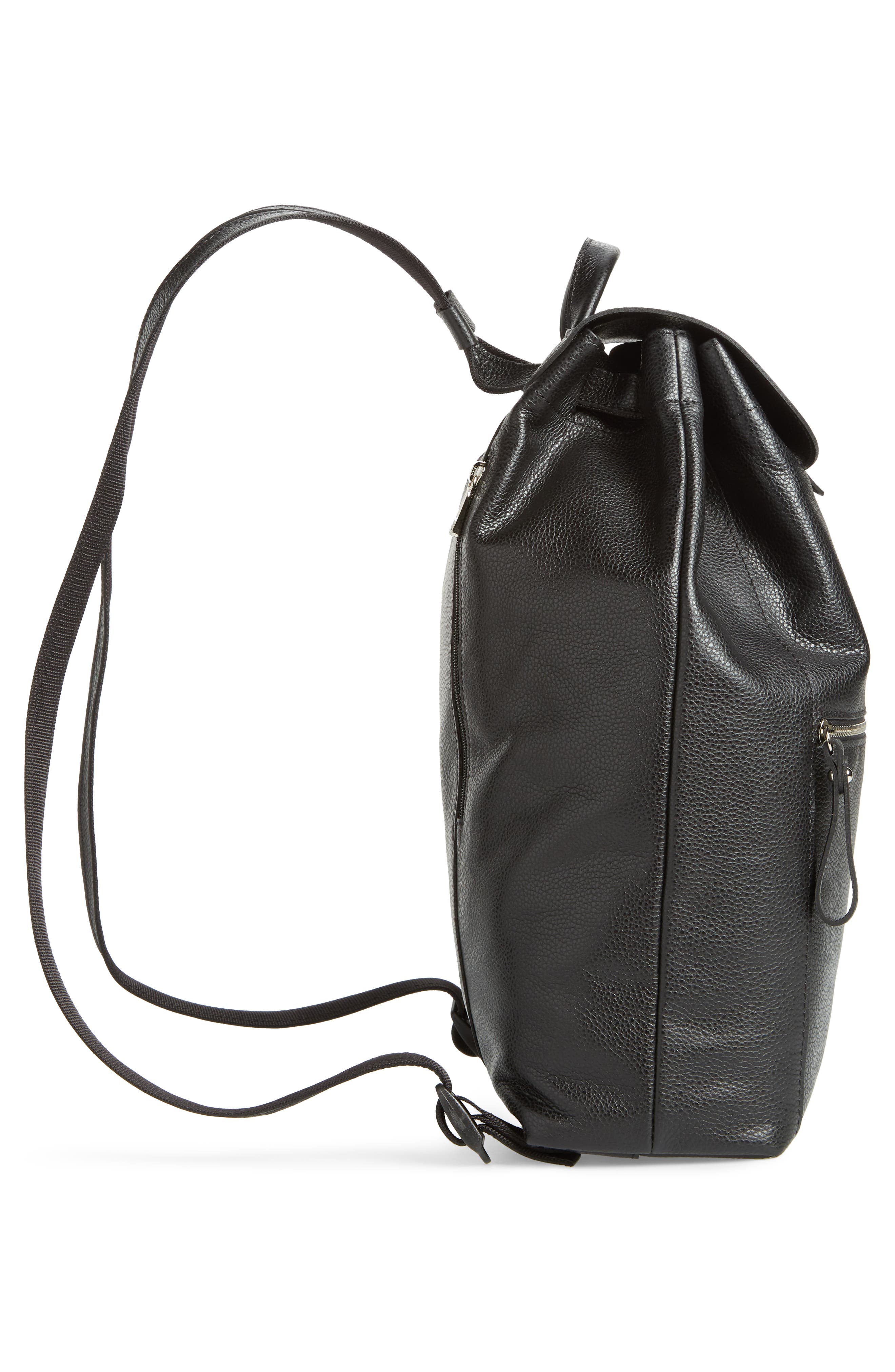 Veau Leather Backpack, Alternate, color, BLK/NICKEL