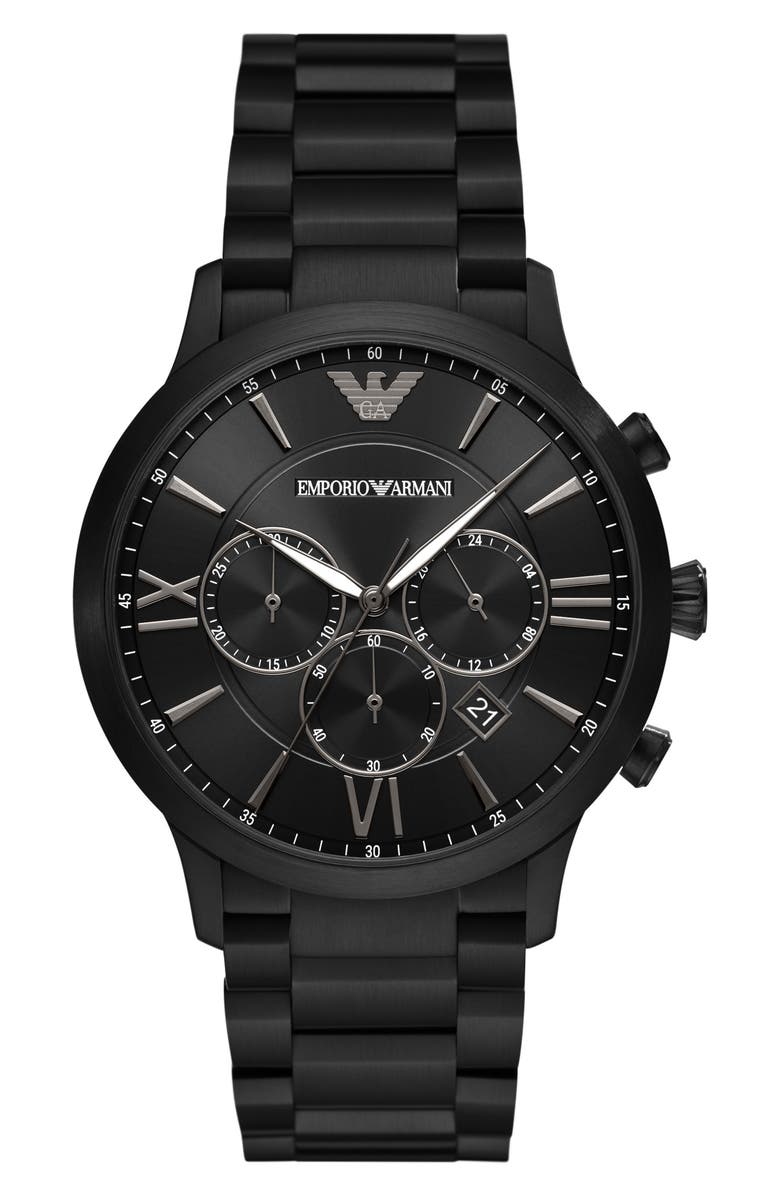 Emporio Armani Chronograph Bracelet Watch, 43mm, Main, color, Black
