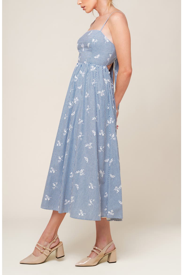 Embroidered Stripe Midi Dress, Alternate, color, IVORY BLUE