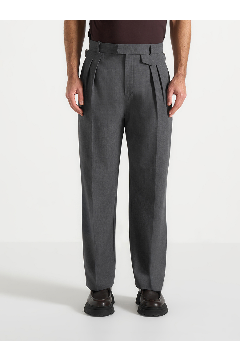 Pierre Straight Leg Pleat Front Trousers, Alternate, color, Grey