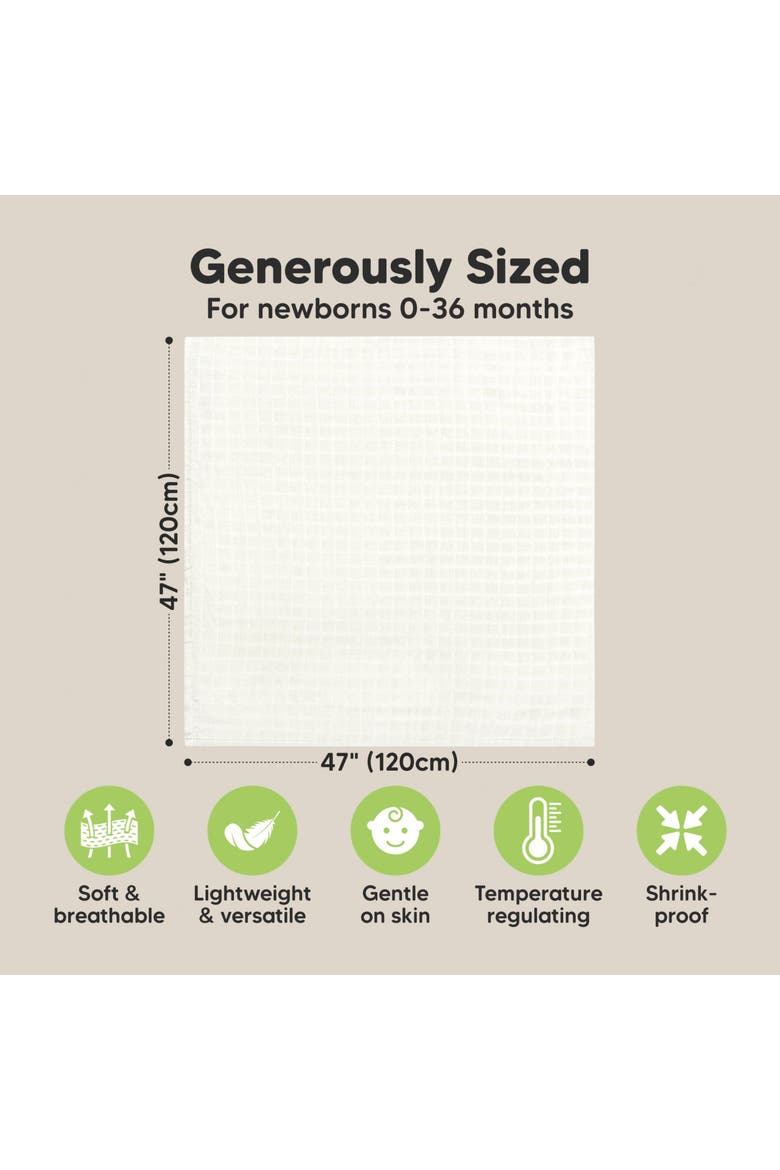 Lumi Muslin Swaddle Blankets, Alternate, color, Soft White