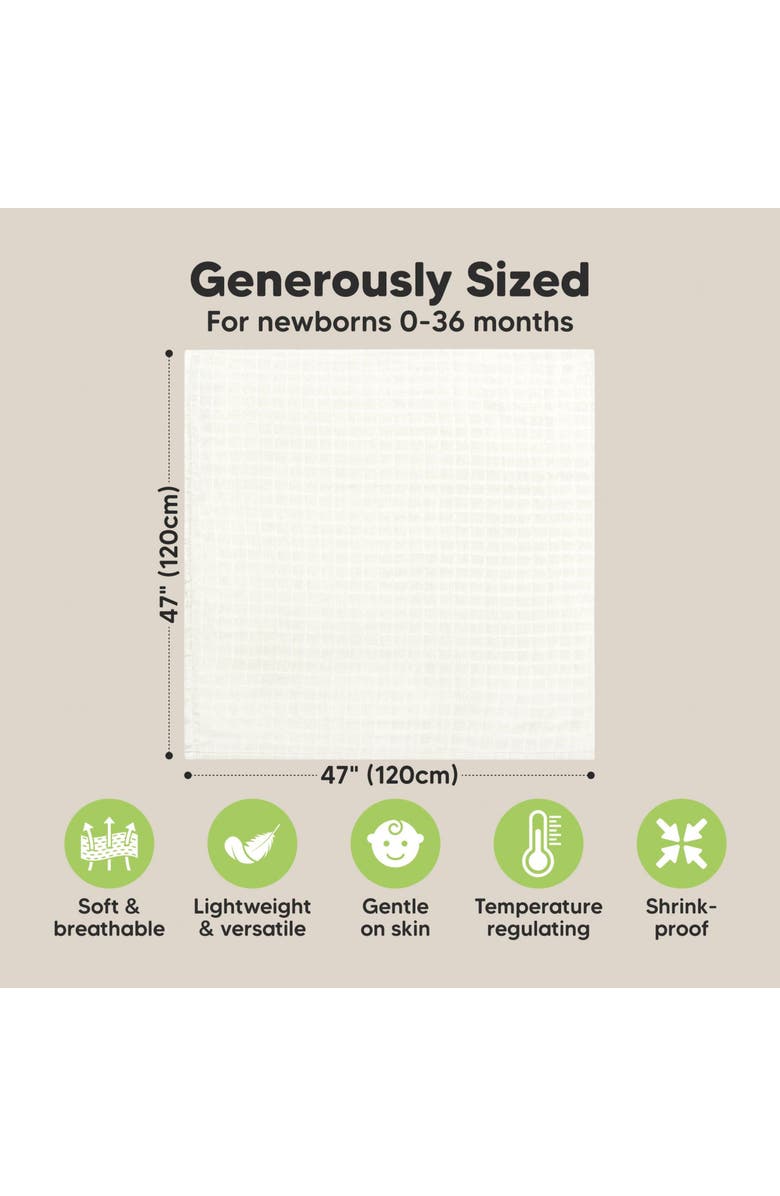 KeaBabies Lumi Muslin Swaddle Blankets, Alternate, color, Soft White