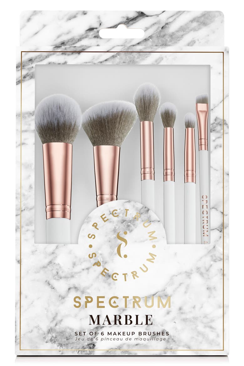 Marble 6-Piece Makeup Brush Set, Alternate, color, WHITE