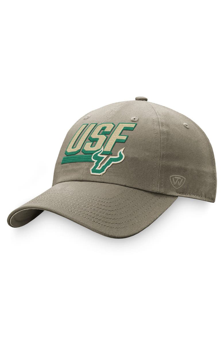 TOP OF THE WORLD Men's Top of the World Khaki South Florida Bulls Slice Adjustable Hat, Main, color, 