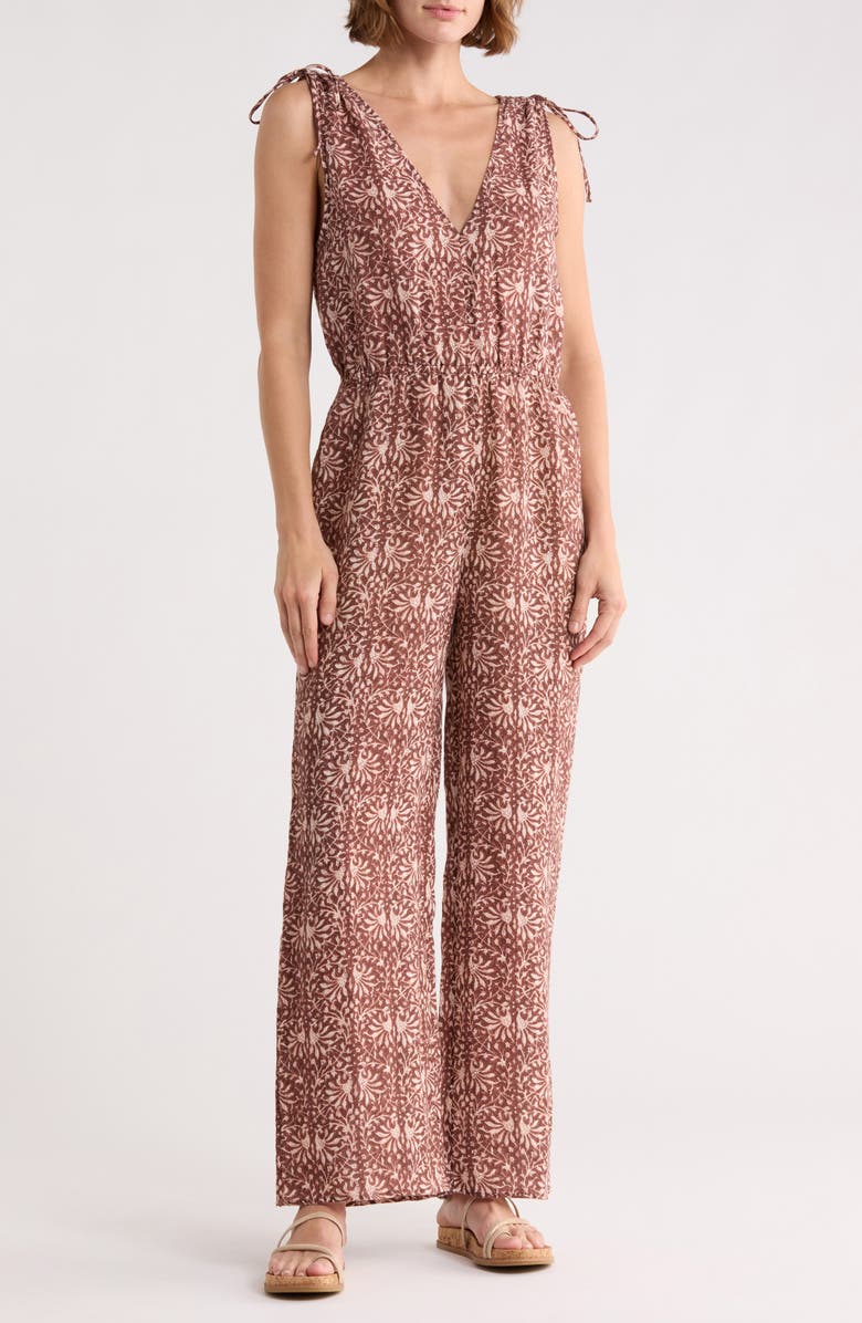 Faherty Jules Shoulder Tie Jumpsuit, Main, color, Sausalito Sunset