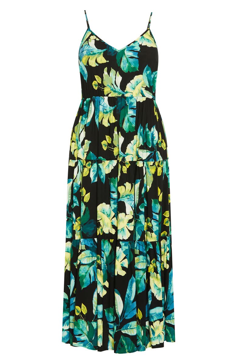 City Chic Tropical Print Maxi Sundress, Alternate, color, Tropical Oasis