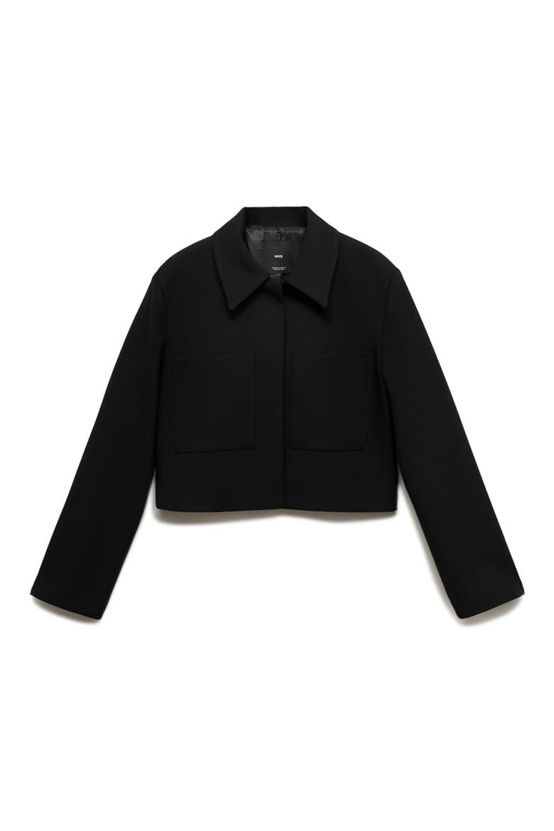 Crop Suiting Jacket, Alternate, color, BLACK