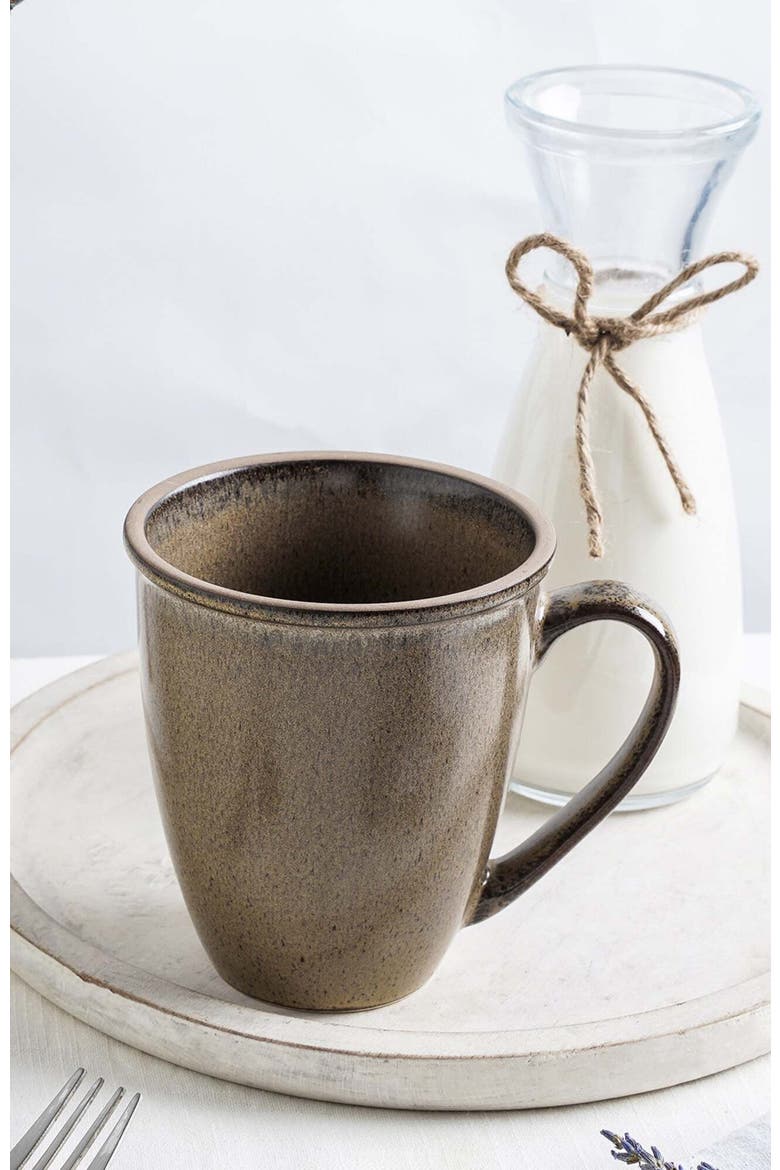 Tina Stoneware 4-Piece Mug Set, Alternate, color, Green and Beige