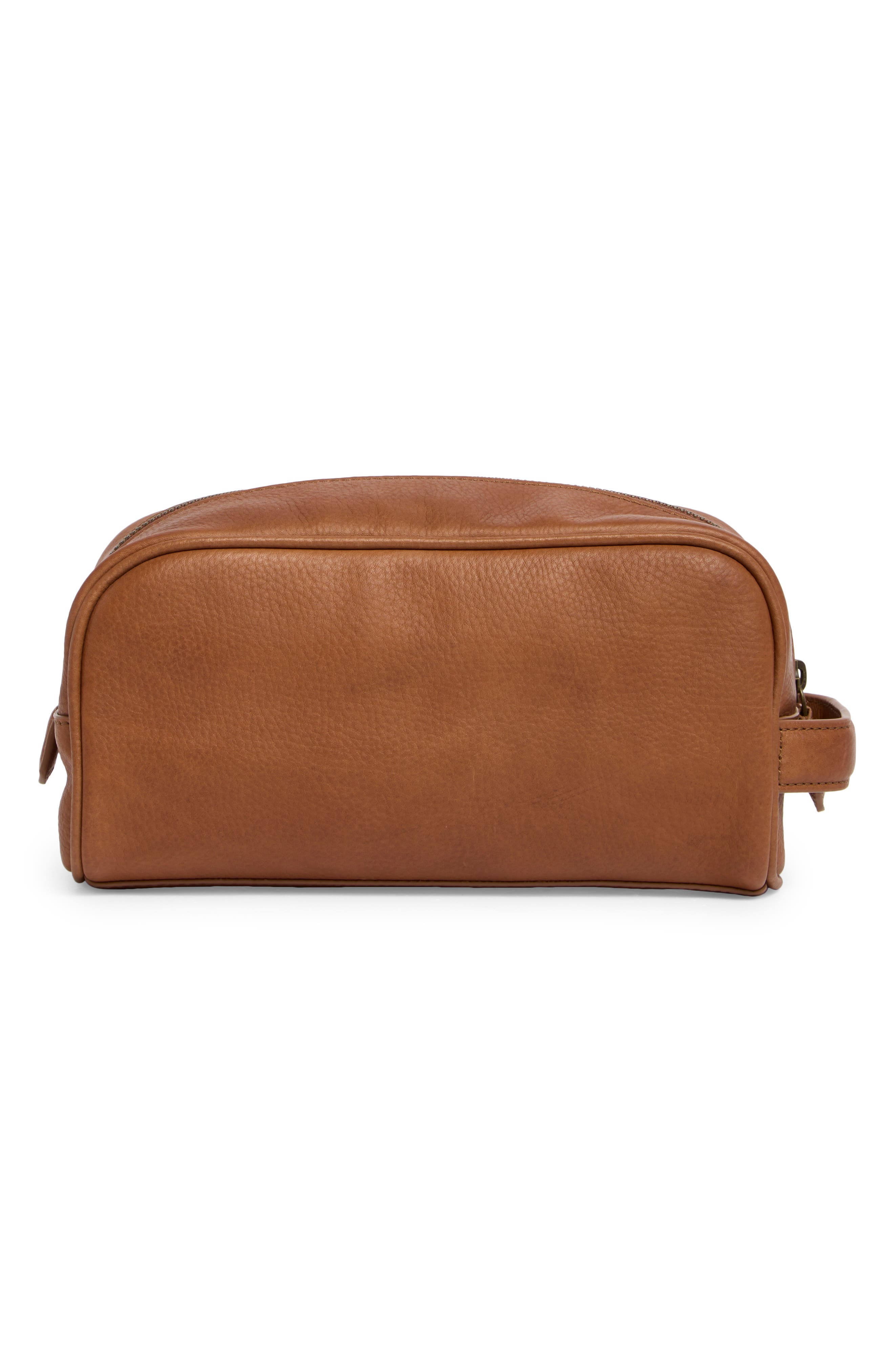 Pebbled Leather Dopp Kit, Alternate, color, TAN