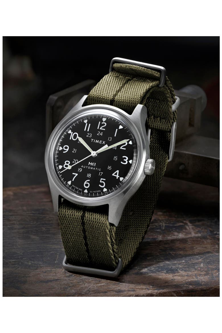 MK1 Automatic Webbing Strap Watch, 40mm, Alternate, color, SILVER-TONE