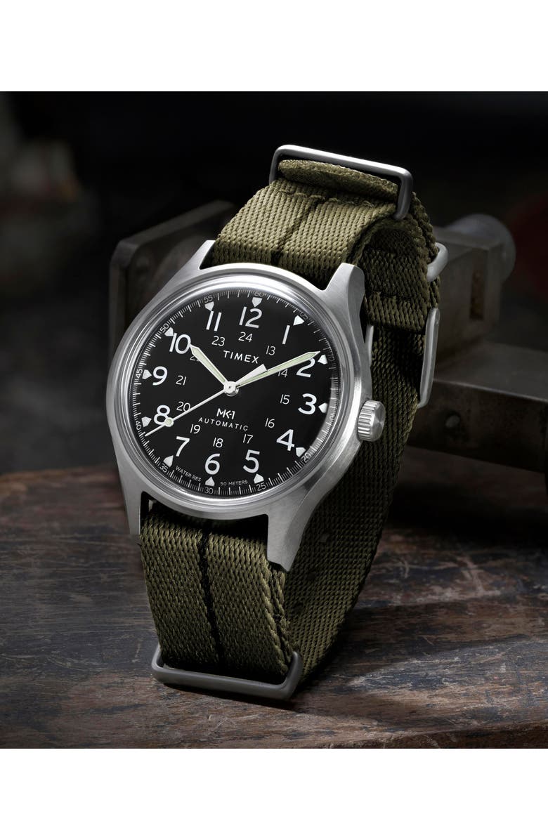Timex<sup>®</sup> MK1 Automatic Webbing Strap Watch, 40mm, Alternate, color, Silver-Tone