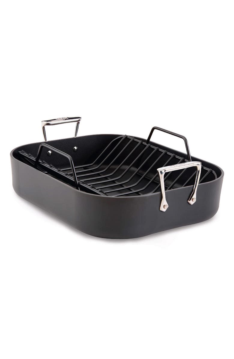 All-Clad HA-1 Expert Hard Anodized Nonstick Roaster with Rack, Main, color, Black