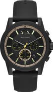 AX Armani Exchange Chronograph Silicone Strap Watch, 44mm