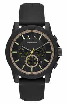 AX Armani Exchange Chronograph Silicone Strap Watch, 44mm