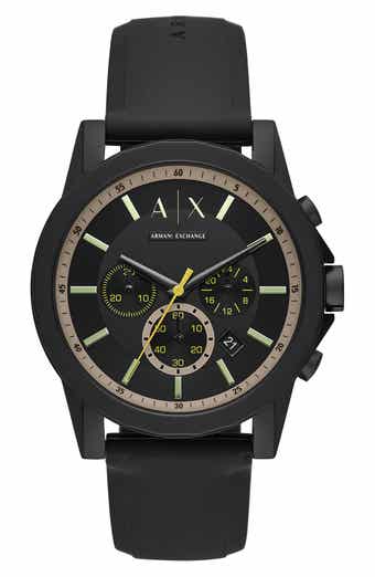 AX Armani Exchange Chronograph Silicone Strap Watch, 44mm