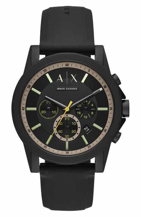 AX Armani Exchange Chronograph Silicone Strap Watch, 44mm