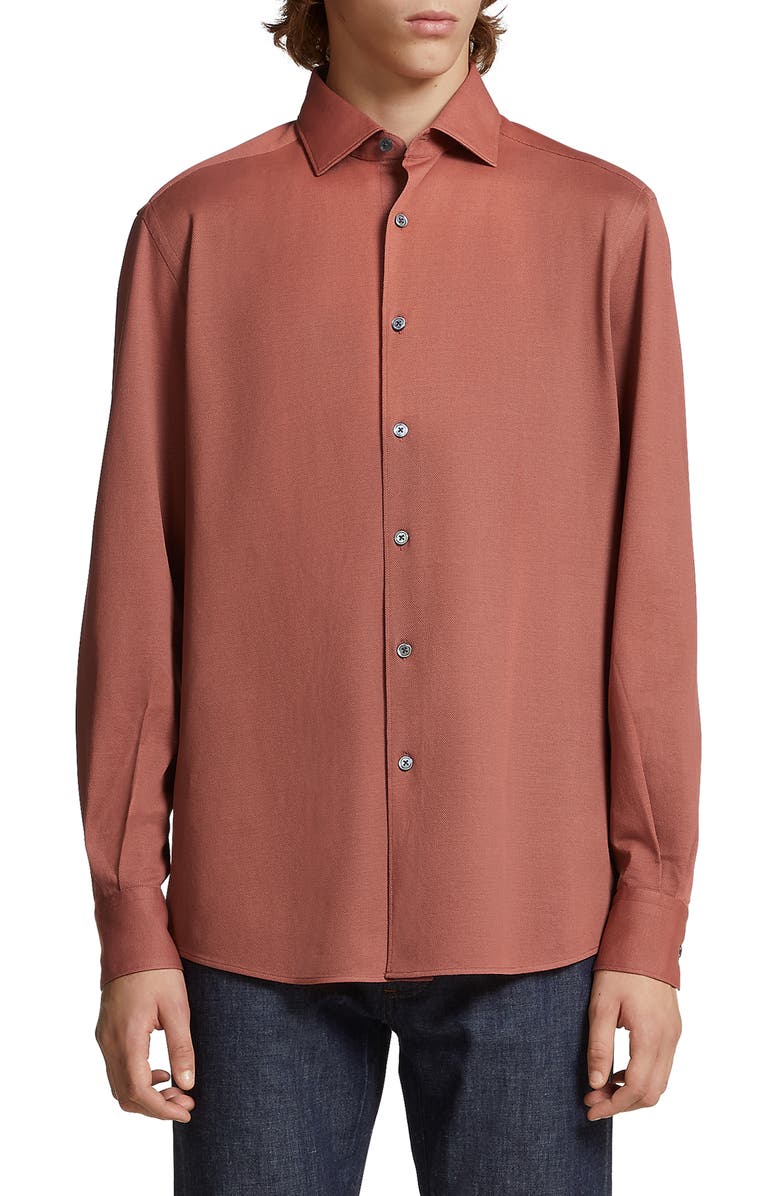 ZEGNA Cotton Button-Up Shirt, Main, color, 