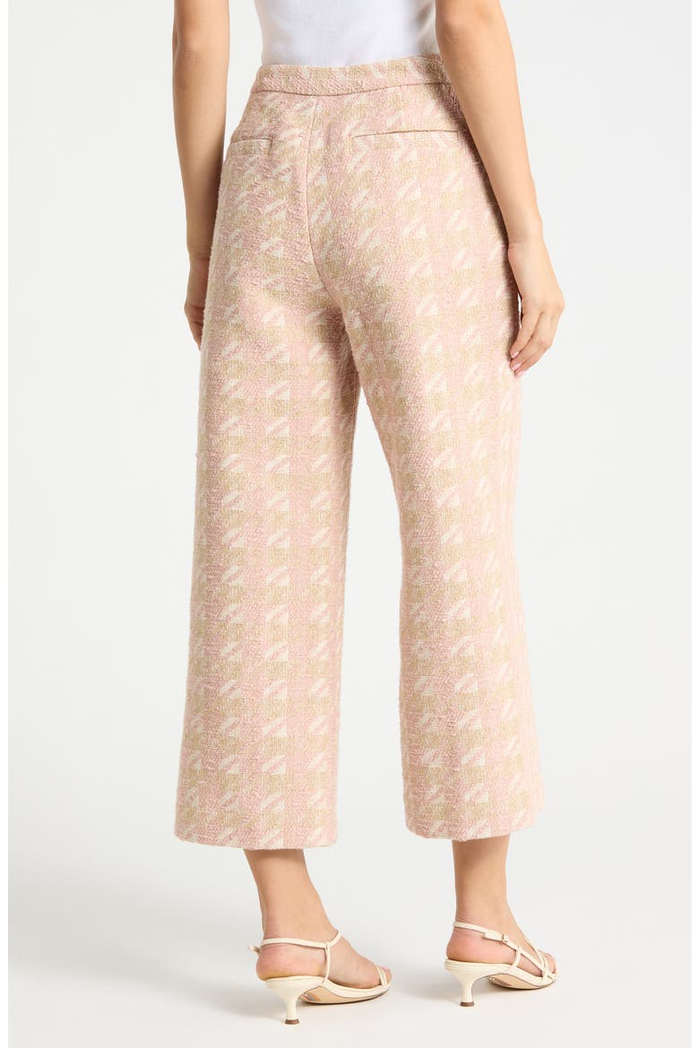 Lula Houndstooth Crop Straight Leg Trousers, Alternate, color, ECRU/PINK/GOLD HOUNDSTOOTH