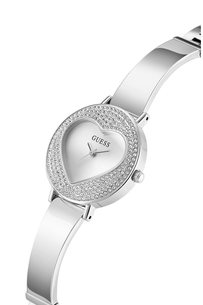 Crystal Heart Dial Bracelet Watch, 30mm, Alternate, color, WHITE/ SILVER