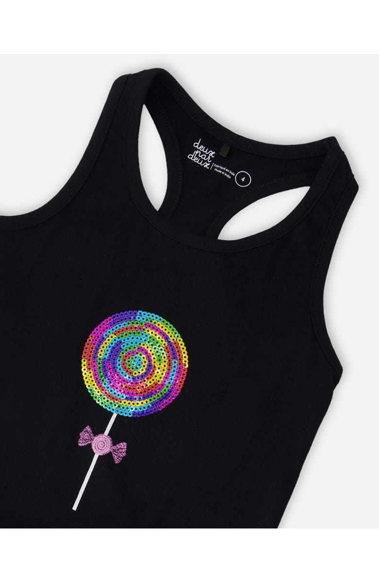 Deux par Deux Organic Cotton Sleeveless Jersey Tank Top, Alternate, color, Black