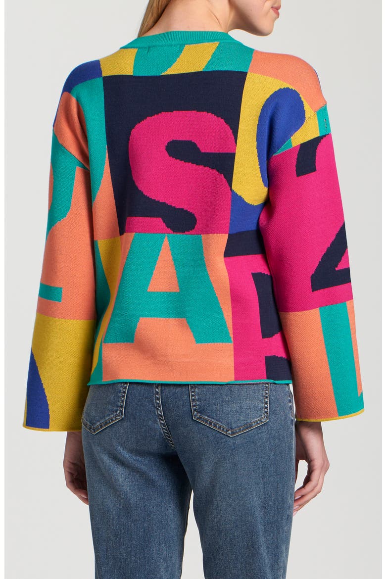 Graphic Graffiti Sweater, Alternate, color, ORANGE/ TURQUOISE MULTI