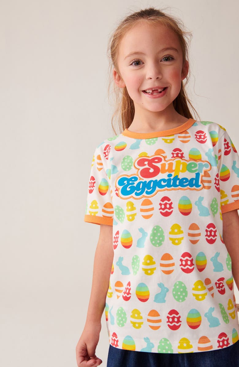 Little Bird Kids' Super Eggcited Cotton Graphic T-Shirt, Alternate, color, White Multi