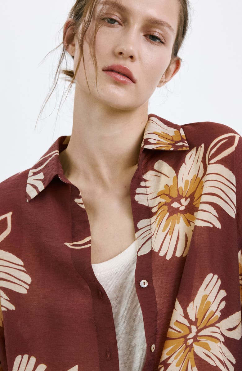 MANGO Floral Button-Up Shirt, Alternate, color, 