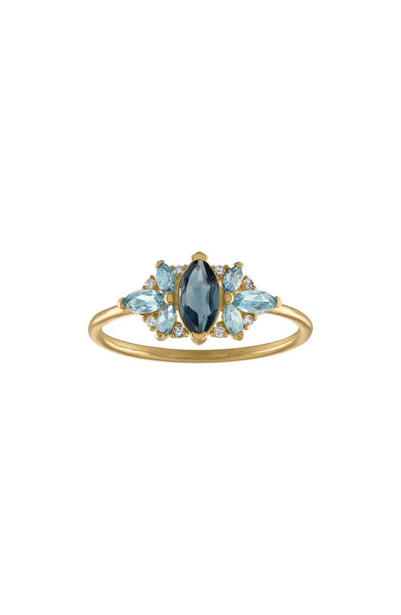 FUZION CREATIONS Diamond & Blue Topaz Ring, Main, color, Yellow