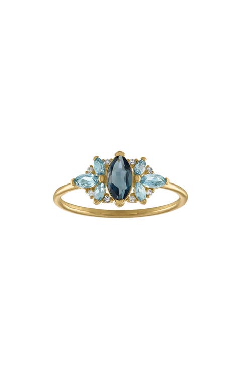 Diamond & Blue Topaz Ring