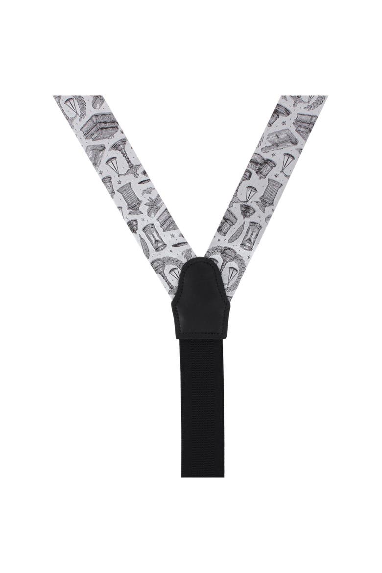 Esquire Law Silk Novelty Button End Suspenders, Alternate, color, Silver