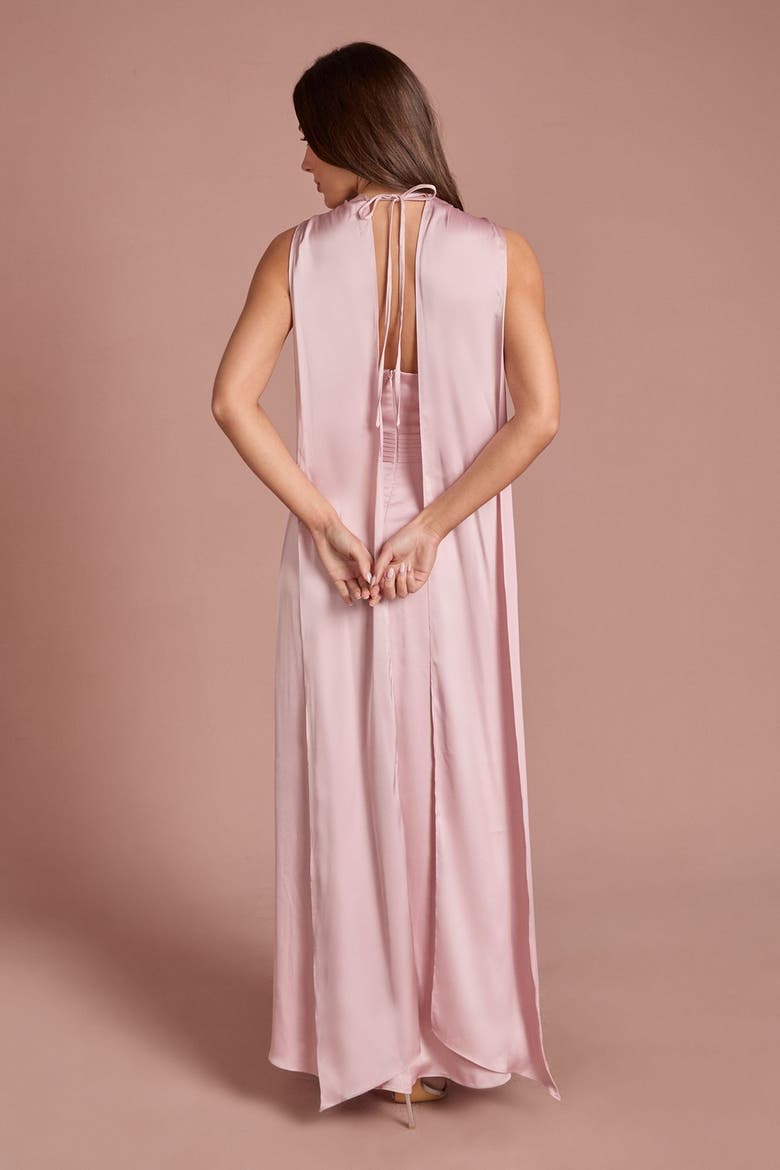 Corsage Satin Maxi Dress, Alternate, color, Pink