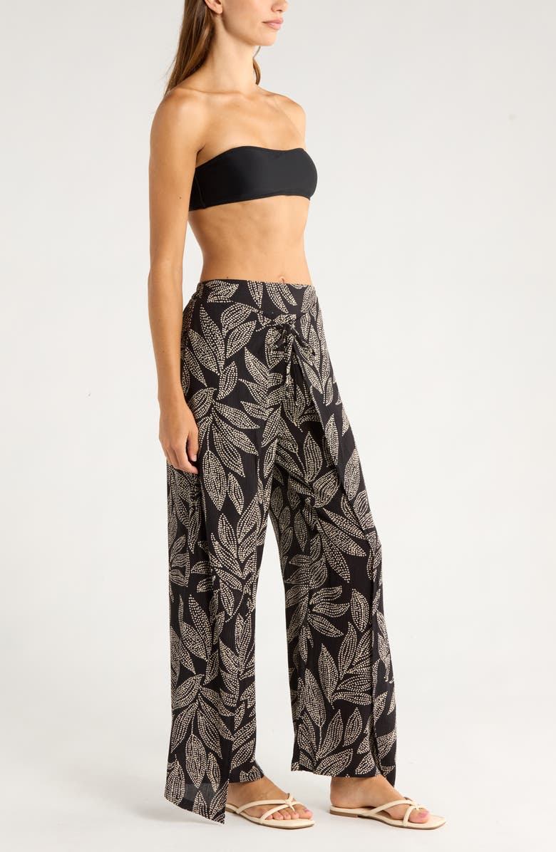 Elan Print Cover-Up Wrap Pants, Alternate, color, Black Catagena Print