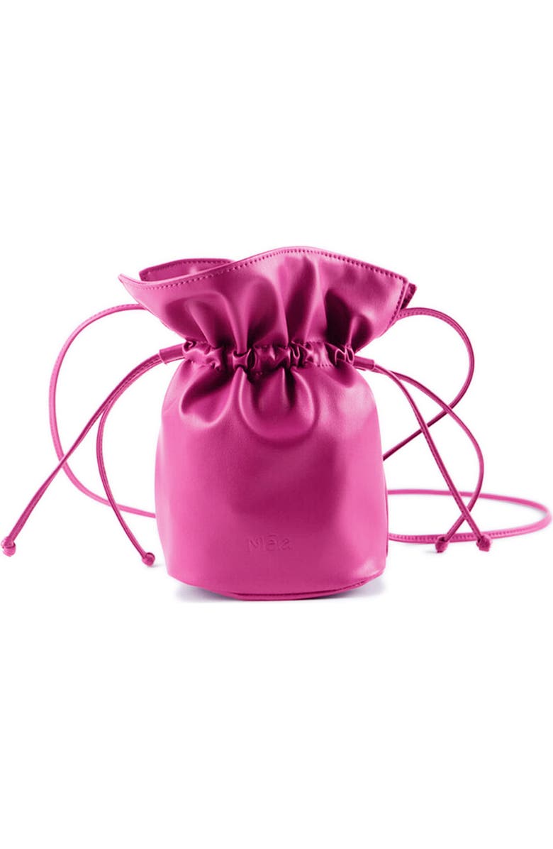 Mela Vegan Leather Bucket Bag, Main, color, Raspberry