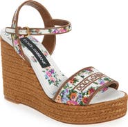 Dolce&Gabbana Floral Embroidered Espadrille Wedge Sandal