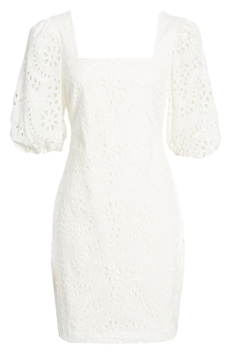 Eliza J Balloon Sleeve Eyelet Dress, Alternate, color,