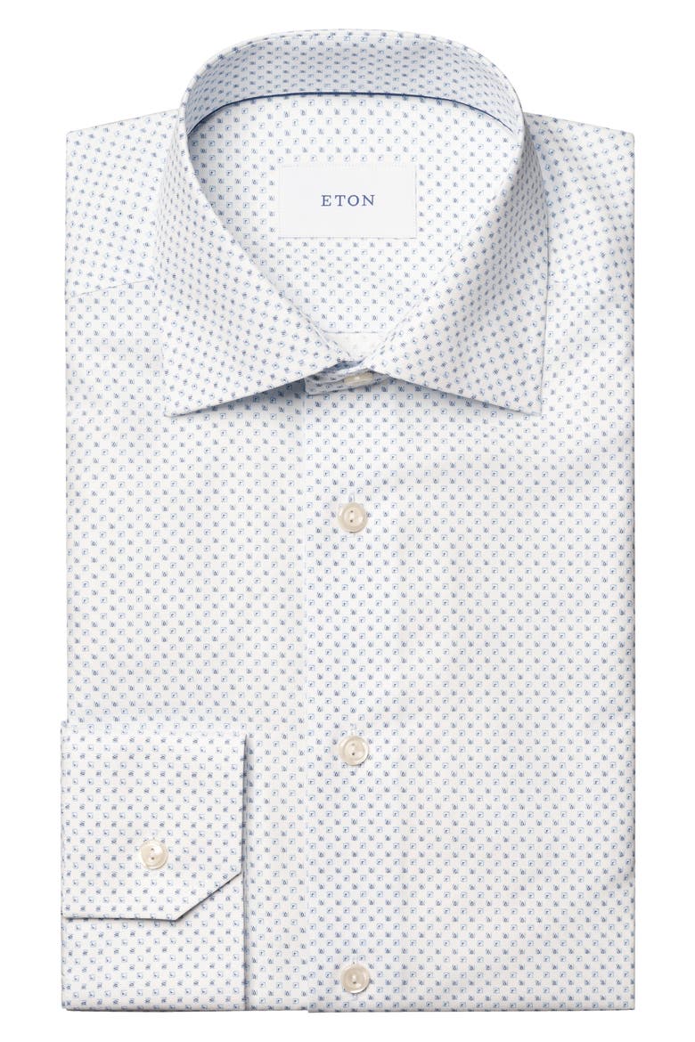 Slim Fit Geometric Print Organic Cotton Twill Dress Shirt, Alternate, color, LIGHT BLUE