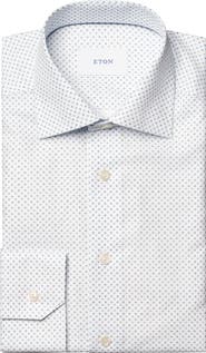 Eton Slim Fit Geometric Print Organic Cotton Twill Dress Shirt