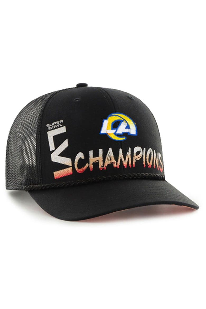 Men's '47 Black Los Angeles Rams Super Bowl LVI Champions Sunset Trucker Adjustable Hat, Alternate, color, Black