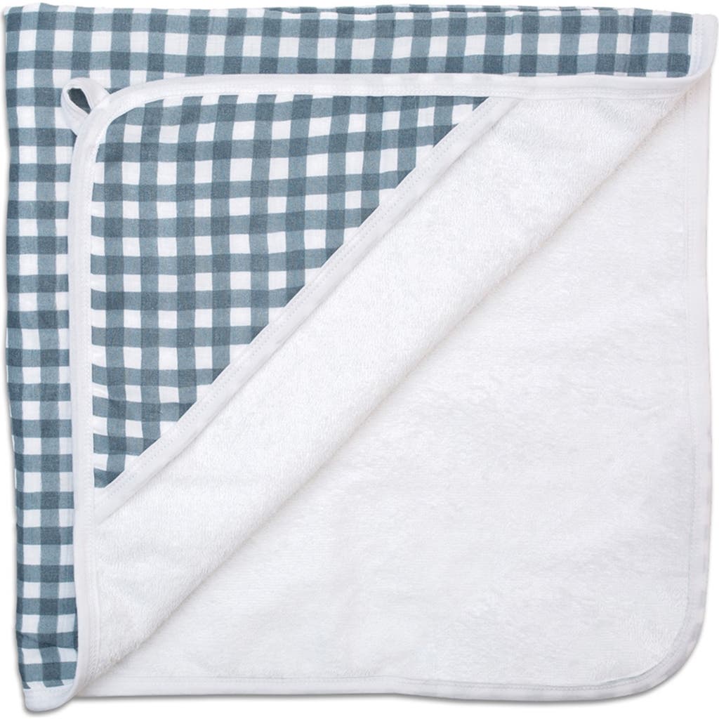 Lulujo Hooded Towel In Navy Gingham