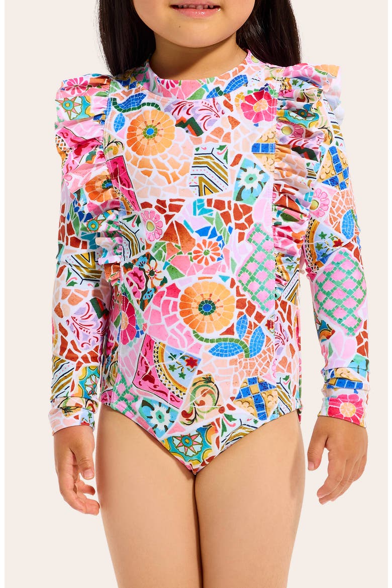 Kids' Beach Boheme Long Sleeve One-Piece Rashguard Swimsuit, Alternate, color, BEACH BOHEME