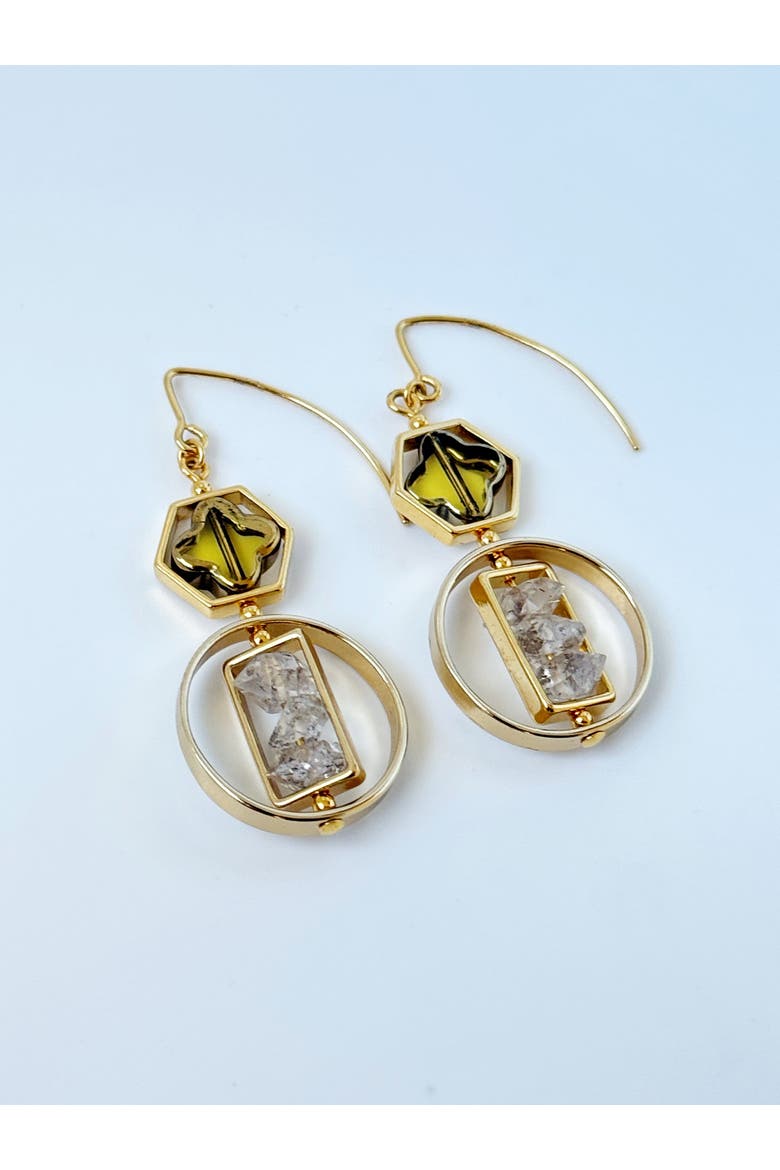 Art x Herkimer Crystals Earrings, Alternate, color, Yellow, Clear