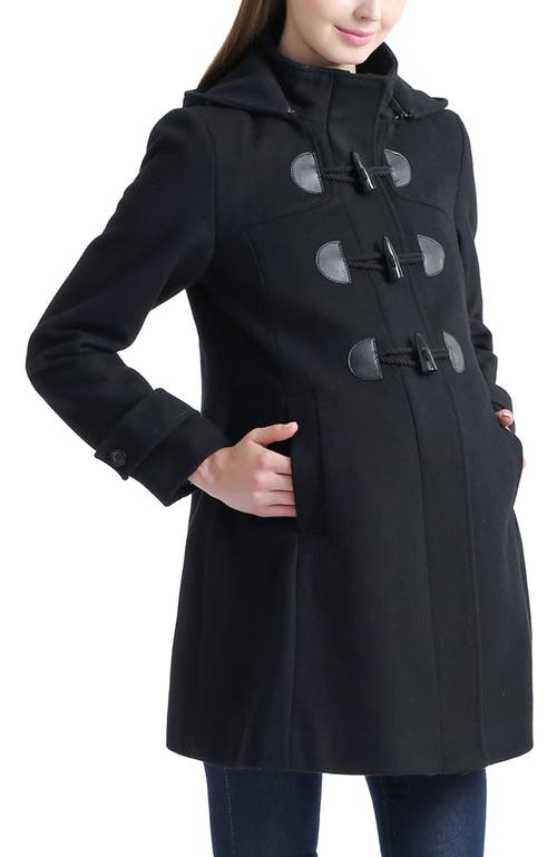 Kimi & Kai Paisley Maternity Duffle Toggle Wool Coat In Black